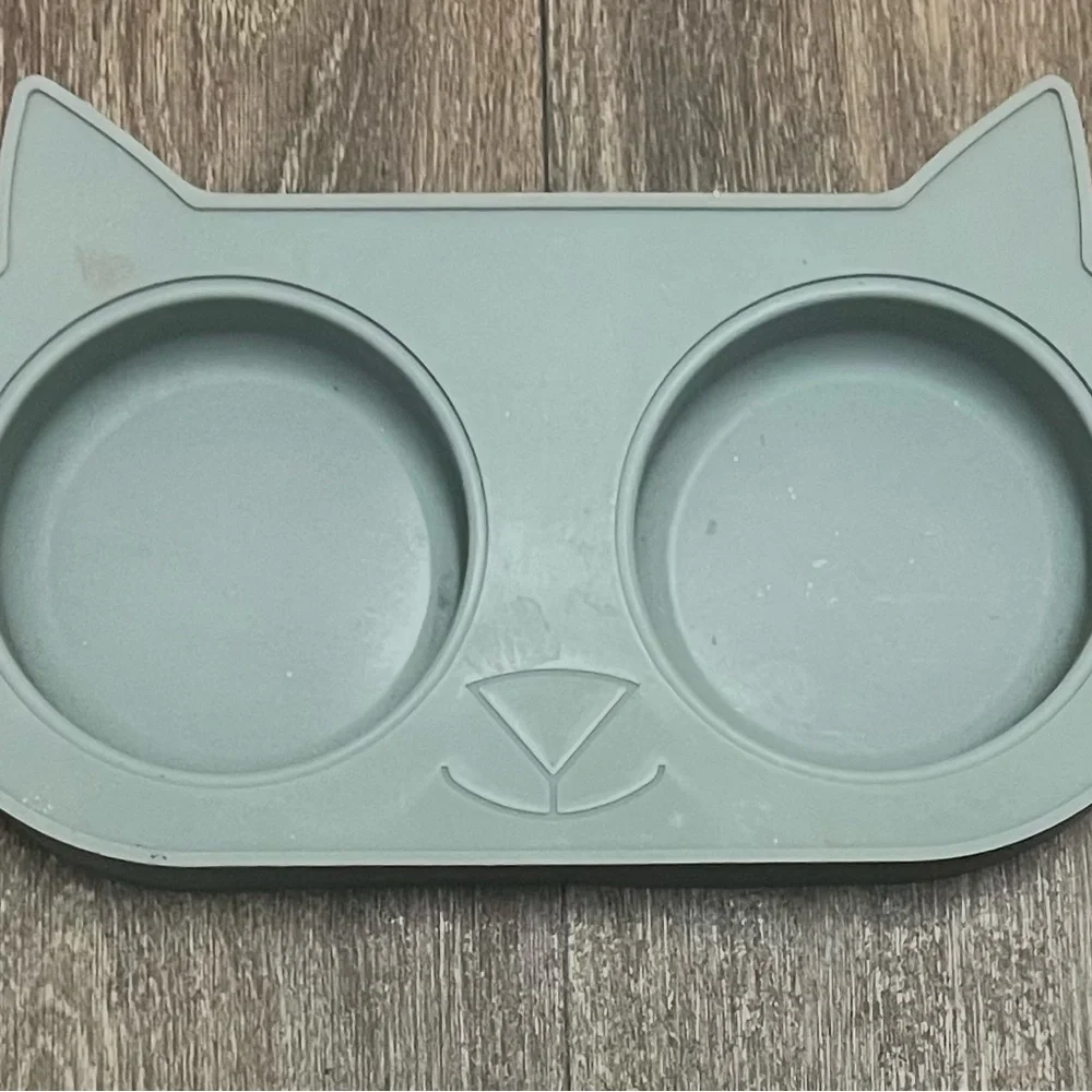 EveryYay Better Together Cat Face Double Silicone Diner for Cats